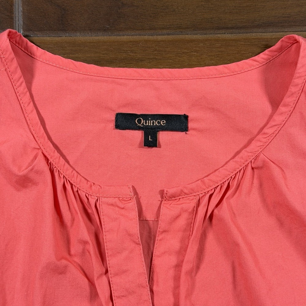 Quince Women's Size Large Coral 100% Organic Cotton Poplin Tiered Maxi Dress - Picture 7 of 12